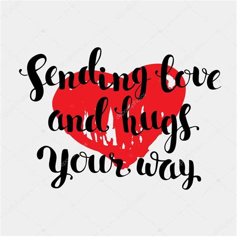 Sending Love And Hugs Sending Love And Hugs Lettering — Stock Vector