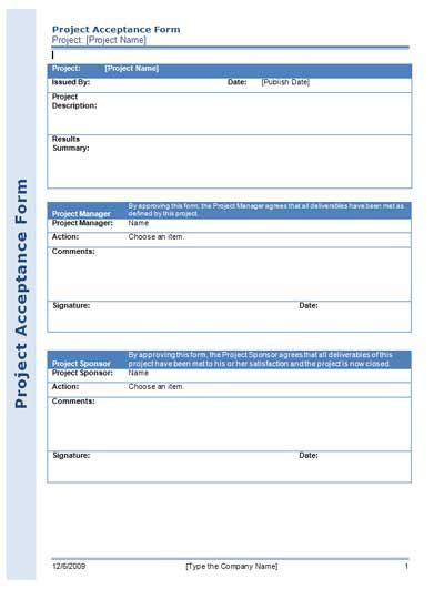 Project Acceptance Form For Managing Your Project Efficiently