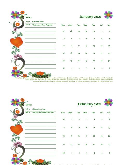 2021 Malaysia Calendar Free Printable Template 04 Pdf