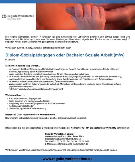 Stellenangebot Diplom-Sozialpädagogen oder Bachelor ...