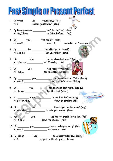Present Perfect Simple Vs Past Simple Exercises Printable Templates Free