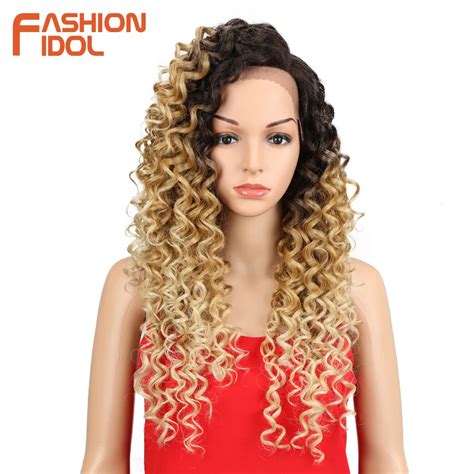 Aliexpress Buy FASHION IDOL 26 Kinky Curly Wig Side Lace Front