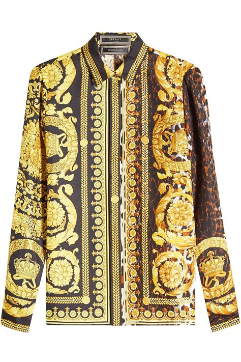 Versace Baroque Leopard Print Button Front Silk Twill Blouse Lyst