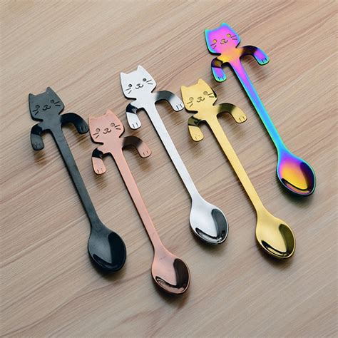 115cm Cute Cat Coffee Spoon Stainless Creative Cat Spoon Etsy