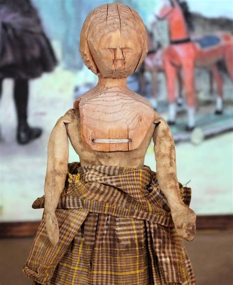 Primitive Hand Carved Antique Wooden Doll Charming Wooden Dolls