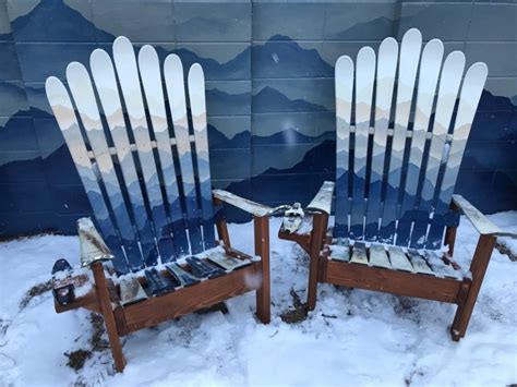 Set Of 2 Mystic Mountains Mural Adirondack Ski Chairs