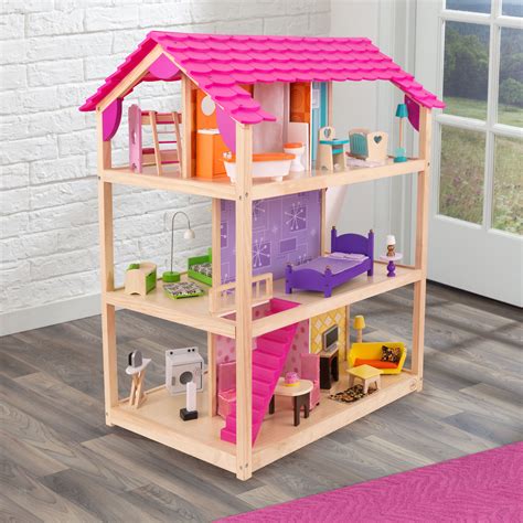 Girls Dollhouse With 46 Accessories Children Kids Play Toys Furniture