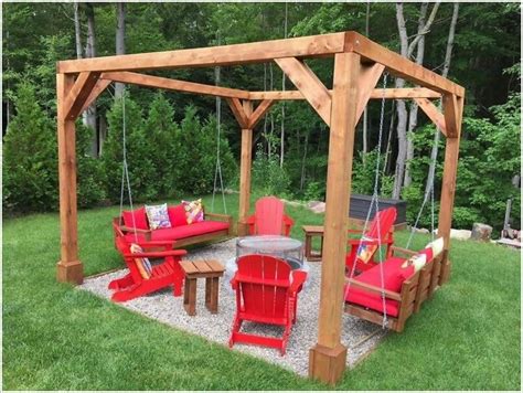 Swings around a fire pit. Amazing Fire Pit Seating Ideas