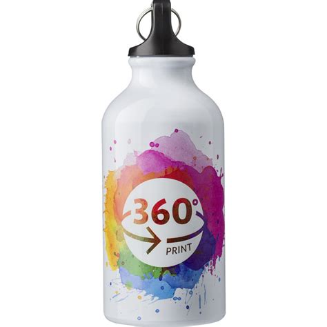 Printed Aluminium Water Bottle 400ml Black Sport Bottles