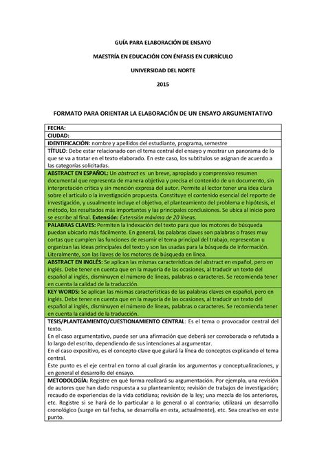 Modelo Ensayo Ejemplo De Instrucciones Para Escribir Texto Gu A