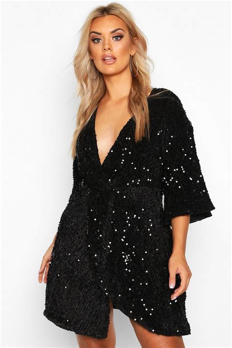 Plus Sequin Twist Front Dress Twist Front Dress Staple Dress