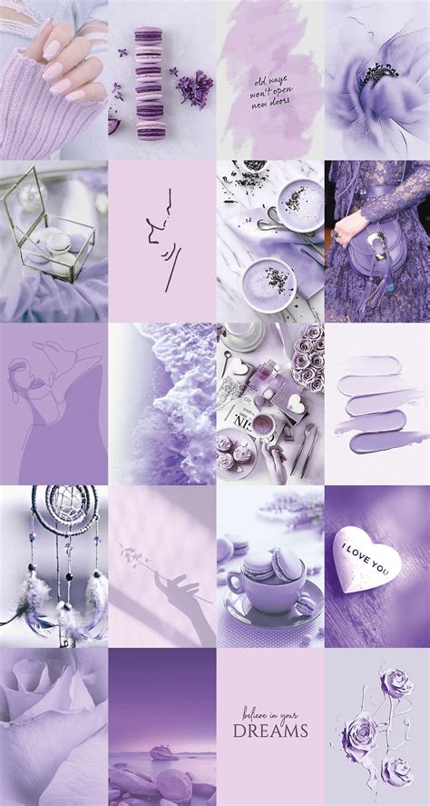 Pastel Purple Lavender Photo Wall Collage Kit Teen Girl Aesthetic Room Decor Boujee Boho