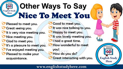 Other Ways To Say Nice To Meet You English Study Here