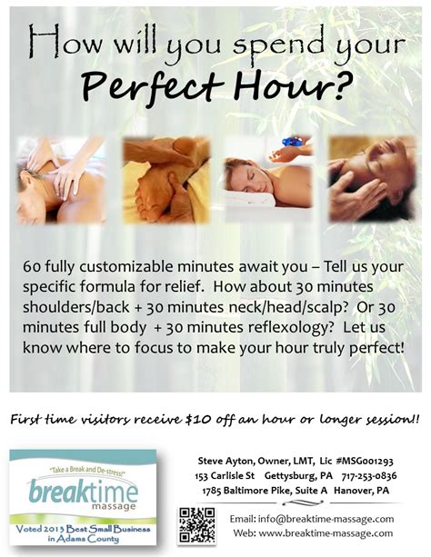 New Direction Designs For Breaktime Massage Pefect Hour Flyer Massage Therapy Wellness
