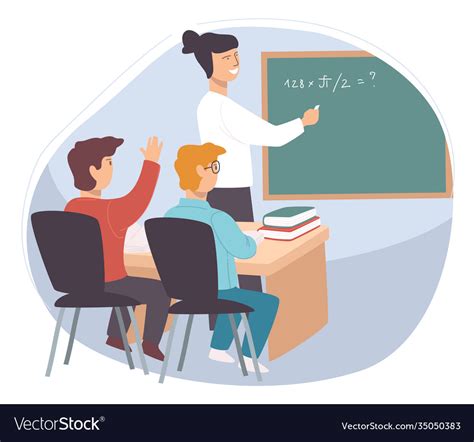 Teacher Explaining Discipline To Pupils At Lesson Vector Image