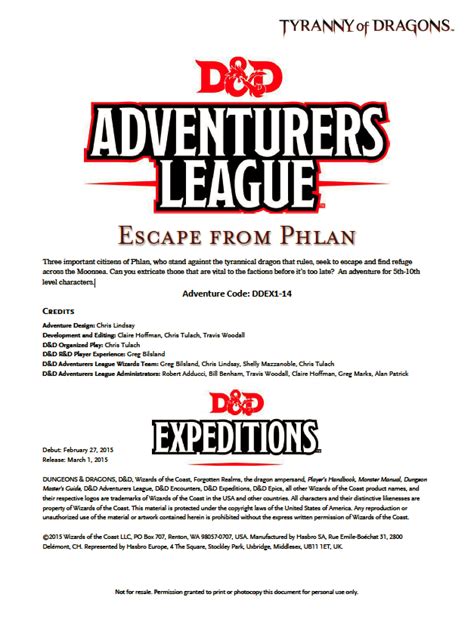 Ddex1 14 Escape From Phlan 5e Wizards Of The Coast Dandd 5th