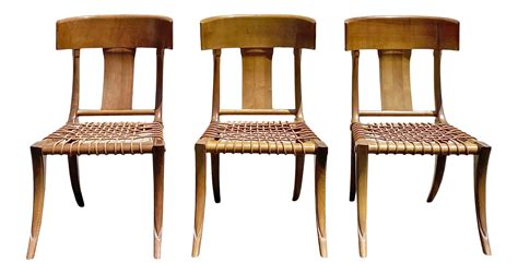Kreiss Klismos Wood Woven Rope Dining Chairs Set Of 3 Chairish