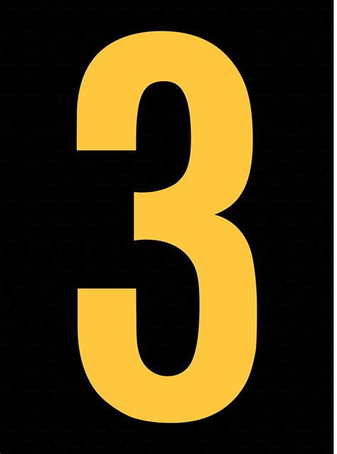 STRANCO INC Reflective Number Label, 3, Reflective Yellow on Black, 2 1 ...