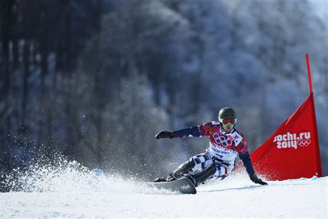 Russias Wild Competes During Mens Snowboard Parallel Giant Slalom