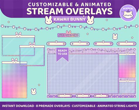 Kawaii Bunny Twitch Overlay Stream Set Customizable And Etsy