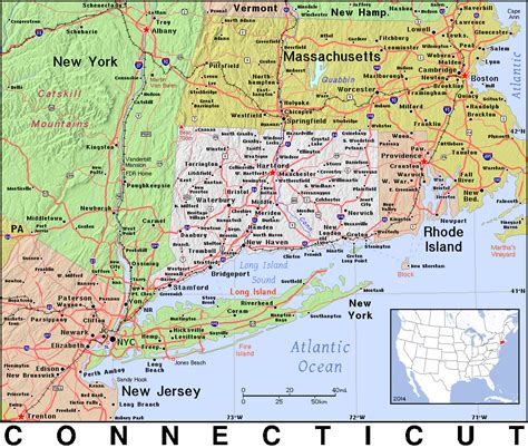 Ct · Connecticut · Public Domain Maps By Pat The Free Open Source