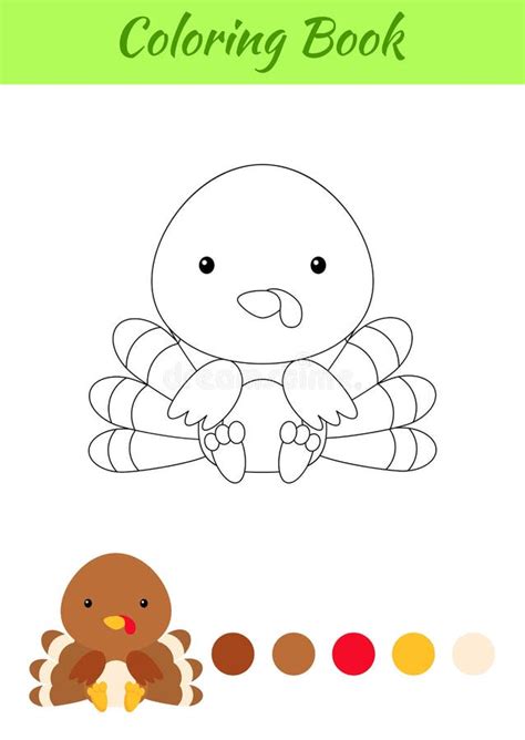Coloring Page Little Sitting Baby Turkey Coloring Book For Kids Stock