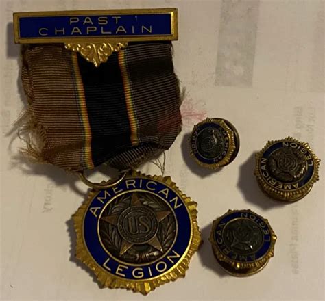 Vintage American Legion Chaplain Us Military Pin Ribbon 3 More Pins