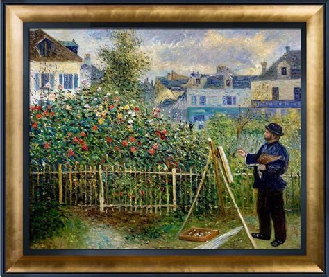 Monet Painting In His Garden At Argenteuil 1873 Pre Framed Gold