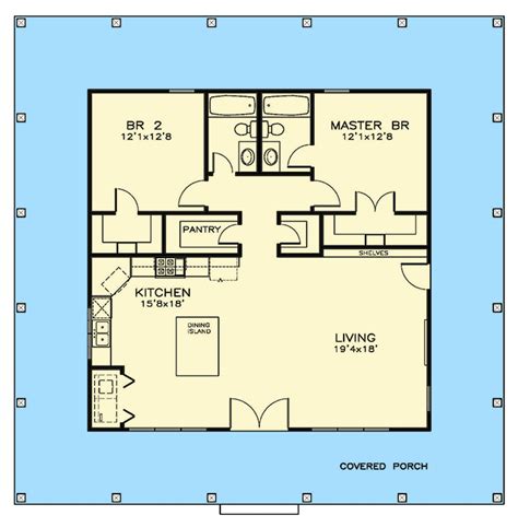 Plan Ukd Two Bedroom Craftsman Cottage Small House Floor Plans