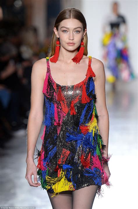 Milan Fashion Week Gigi Hadid Leads Versace Show Daily Mail Online