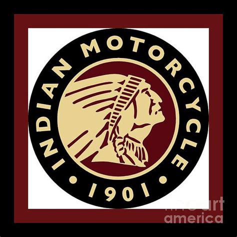 Vintage Indian Motorcycle Logo Big Chief With Borders By Scott D Van