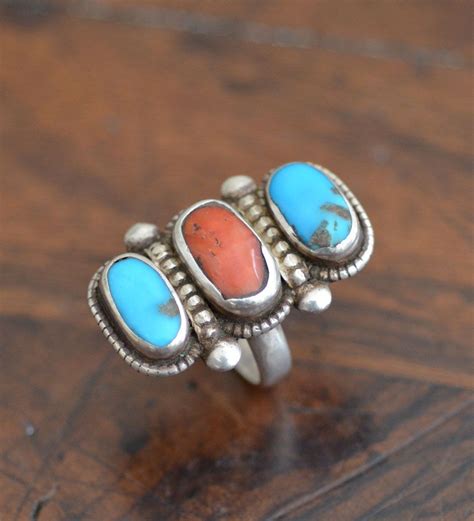 Navajo Turquoise Coral Ring Coral Ring Coral Turquoise Navajo