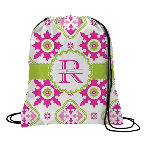 Custom Suzani Floral Drawstring Backpack Personalized Youcustomizeit