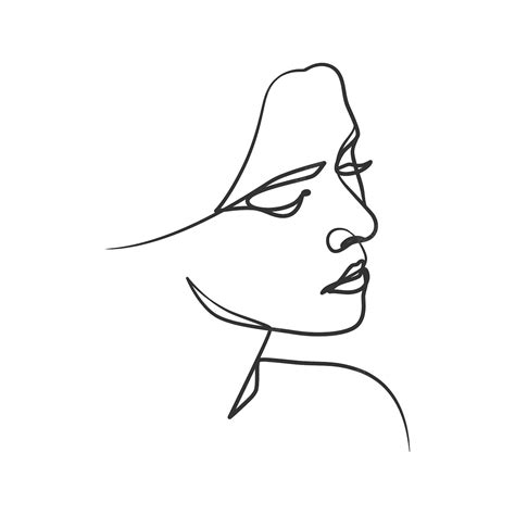 Dibujo De Línea Continua De Cara De Mujer Lindo Retrato Lineal