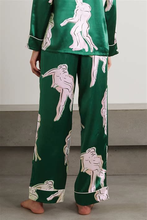 Olivia Von Halle Lila Waltz Printed Silk Satin Pajama Set Net A Porter