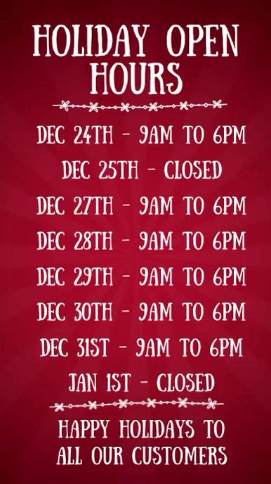 Copy Of Christmas Open Hours Digital Template Postermywall
