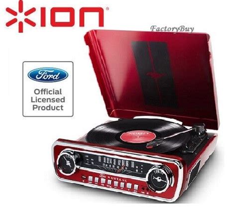 Ion Ford Mustang Lp 1965 Turntable Record Player Am Fm Radio Red Usb