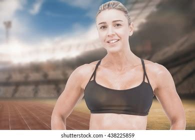 Female Athlete Posing Hands On Hip Stock Photo 438225859 Shutterstock