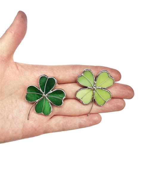 Four Leaf Clover Brooch Stained Glass Irish Jewelry For Saint Etsy