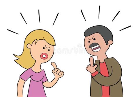 Cartoon Wife And Husband Angry And Arguing Vector Illustration Stock Vector Illustration Of