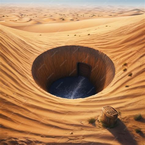 Premium Ai Image A Water Hole In The Desert Is Surrounded By Sand