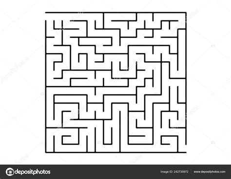 White Vector Background Black Maze Maze Design Simple Style White Stock