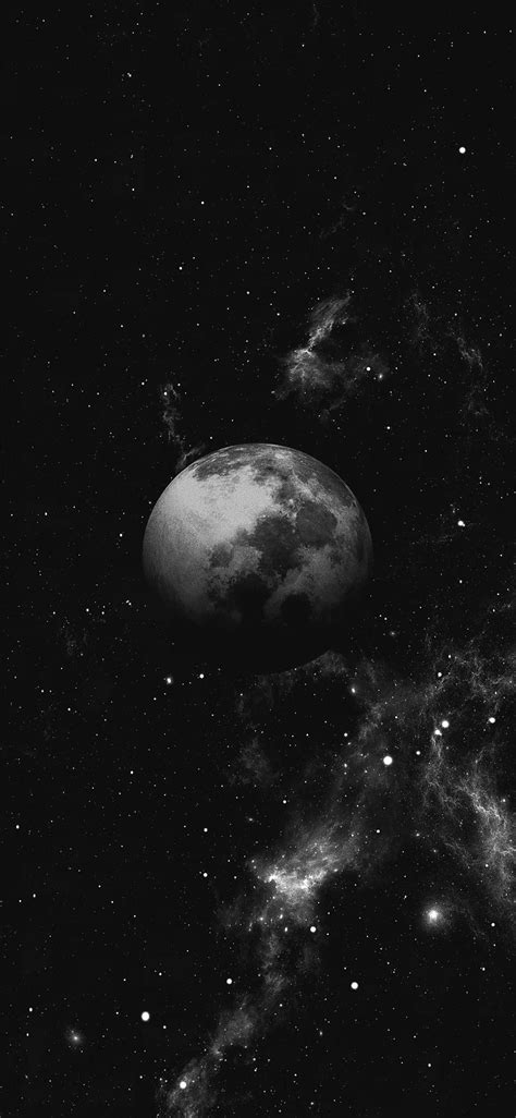 A Black And White Photo Of An Object In The Middle Of Space With Stars