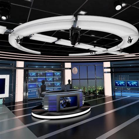 3d Model Tv Virtual Stage News Room Studio 027 Fbx Obj Max 3ds