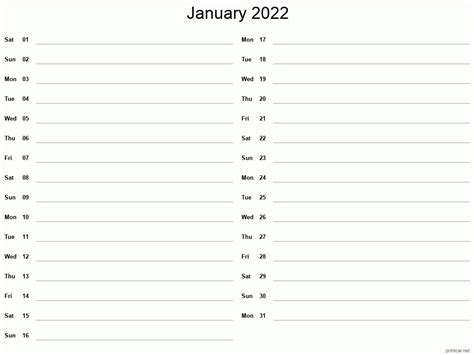 Printable January 2022 Calendar Free Printable Calendars