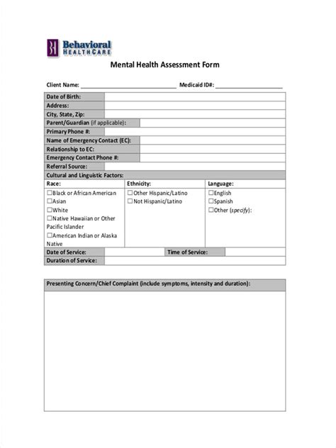 Free 8 Mental Health Forms In Pdf Ms Word