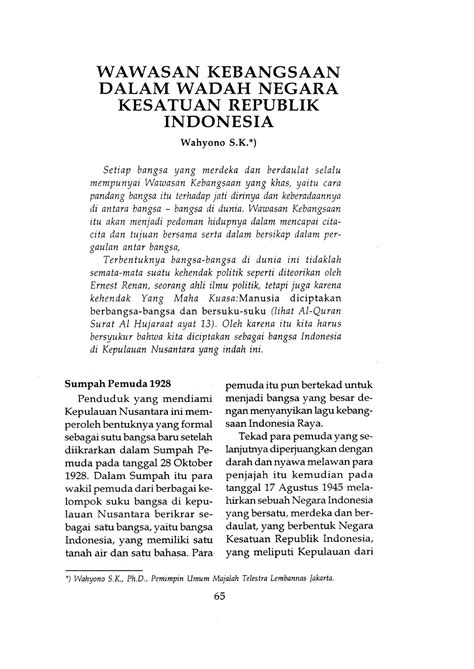 Wawasan Kebangsaan Dalam Wadah Negara Kesatuan Republik Indonesia