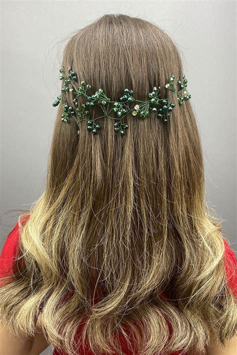 Green Aria Spring Branch Bridal Hair Accessory Wedding Etsy