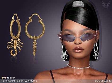 Sims 4 — Scorpion Hoop Earrings By Feyona — 5 Swatches Base Game