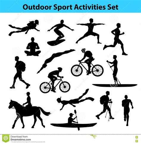 Outdoor Training Sport Activities Male Silhouette Stock Vector